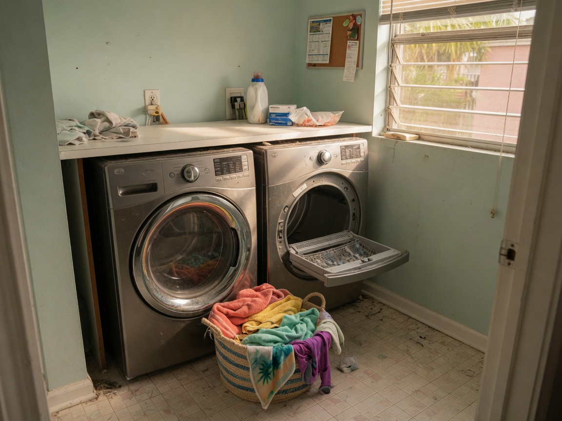 Front-load washer and dryer in a Tallahassee laundry room